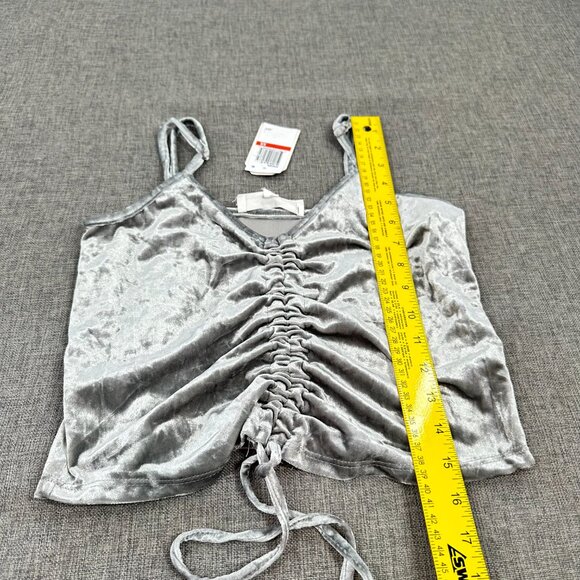 NEW! Hippie Rose Satin Ruched Top Silver Shiny Adjustable Straps XS Stretch Poly - Picture 10 of 15